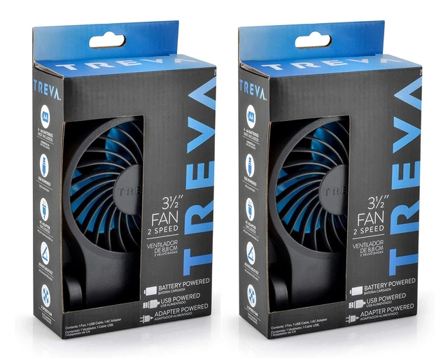 Alt view image 3 of 7 - Treva 3.5 02COOL Mini USB Portable Desk Fan (2 PACK), Black/Blue, 2 Units