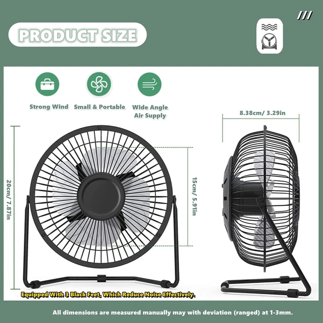 Alt view image 2 of 7 - Chchmu USB Fan 6 Inch Mini USB Desk Table Fan Personal Portable Desktop Cooling Fan Powered by USB PC Netbook for Camping Home Office Outdoor Travel, Strong Wind, Pink