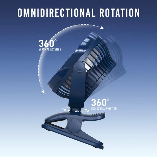 Alt view image 5 of 7 - Shinebella AA Battery Powered Clip on Fan with 4-Speed, 5 Small Desk Fan with Aroma Function, USB Powered, 360°Rotation, Ultra Quiet, for Golf Cart, Stroller, Bedroom,Car(Batteries Not Included)