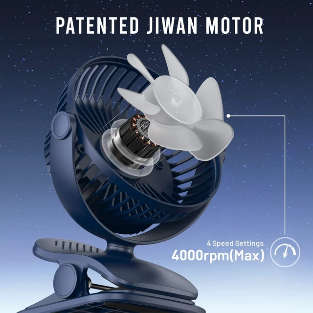 Alt view image 3 of 7 - Shinebella AA Battery Powered Clip on Fan with 4-Speed, 5 Small Desk Fan with Aroma Function, USB Powered, 360°Rotation, Ultra Quiet, for Golf Cart, Stroller, Bedroom,Car(Batteries Not Included)