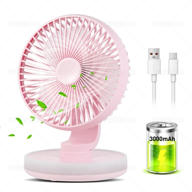 Main image of MAWFOZIN Small Desk Fan With Night Light, Auto Oscillating Table Fan With 3000mAh Rechargeable Battery, USB Personal Fan With 4 Speeds Wind, Adjustable Fan For Home, Office Bedroom, Camping (pink)