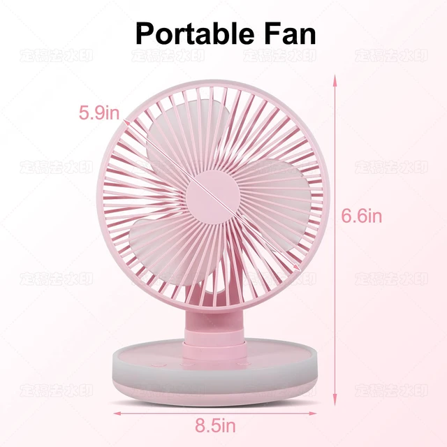 Alt view image 2 of 7 - MAWFOZIN Small Desk Fan With Night Light, Auto Oscillating Table Fan With 3000mAh Rechargeable Battery, USB Personal Fan With 4 Speeds Wind, Adjustable Fan For Home, Office Bedroom, Camping (pink)