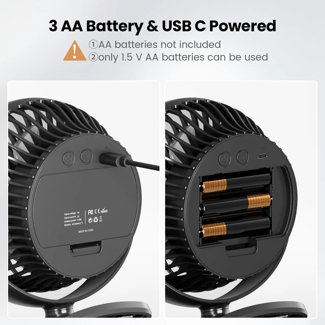 Alt view image 2 of 7 - Shinebella AA Battery Powered Clip on Fan with 4-Speed, 5 Small Desk Fan with Aroma Function, USB Powered, 360°Rotation, Ultra Quiet, for Golf Cart, Stroller, Bedroom,Car(Batteries Not Included)