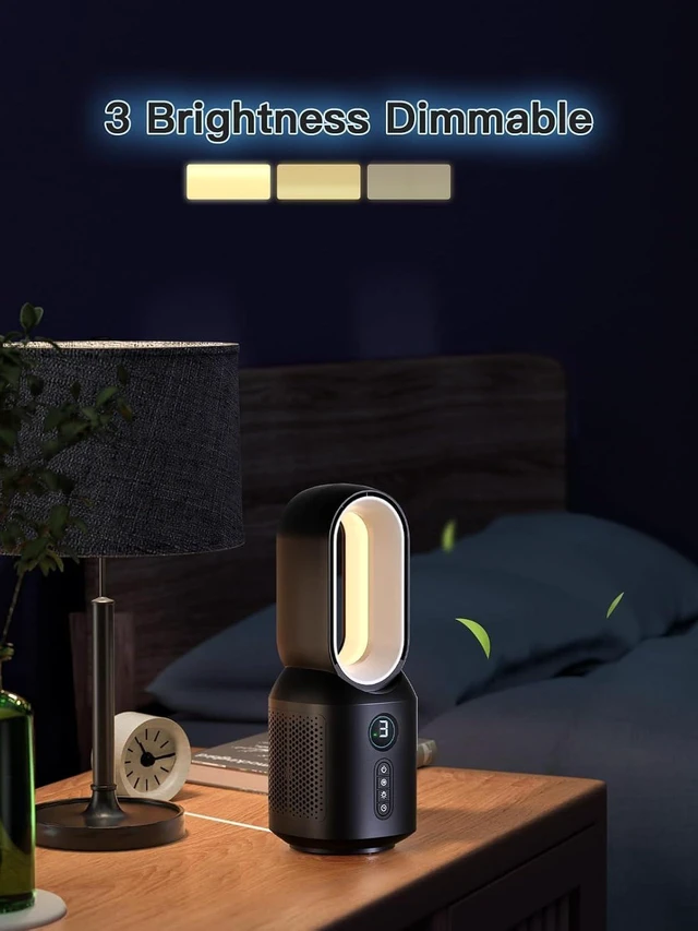 Alt view image 3 of 7 - let'me Desk Fan, Small Bladeless Table Fan, Small Fan with 3 Speeds and Night Light, Quiet Desk Fan for Personal, Bedroom, Office, Nightstand