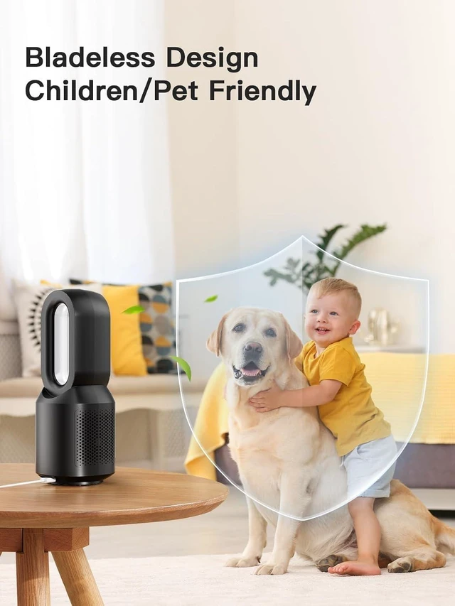 Alt view image 5 of 7 - let'me Desk Fan, Small Bladeless Table Fan, Small Fan with 3 Speeds and Night Light, Quiet Desk Fan for Personal, Bedroom, Office, Nightstand