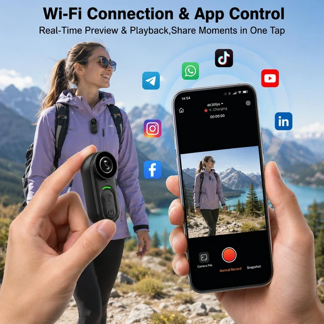 Alt view image 4 of 5 - TJZKLUX 4K Mini Body Camera, Thumb-Sized Wearable POV with Magnetic Mount, Audio & Video Recording, 64GB Support, Hands-Free Portable for Work, Travel, Cycling, Pet Walks & Vlogging