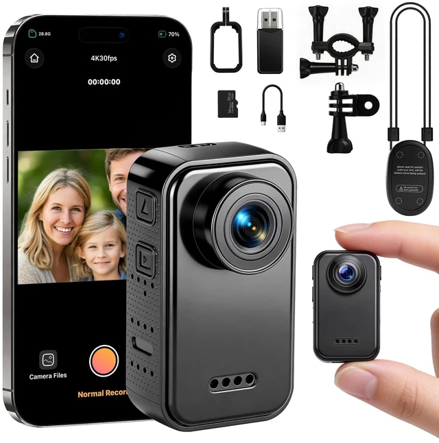 Main image of 4K Mini Body Camera,Thumb Camera,Mini Body Sports Action Camera with 64GB Storage, Hands Free POV Magnetic Wearable Cam, Thumb Size Mount Anywhere for Cycling Hiking Running Vlogging Pet Walking