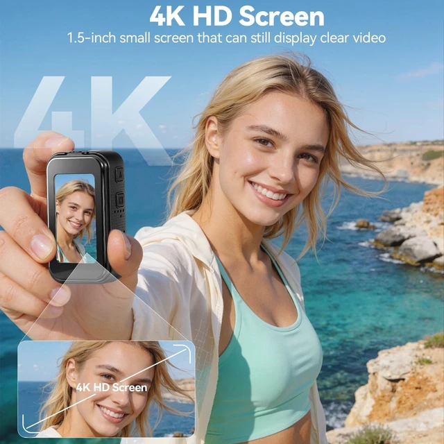 Alt view image 3 of 7 - 4K Mini Body Camera,Thumb Camera,Mini Body Sports Action Camera with 64GB Storage, Hands Free POV Magnetic Wearable Cam, Thumb Size Mount Anywhere for Cycling Hiking Running Vlogging Pet Walking