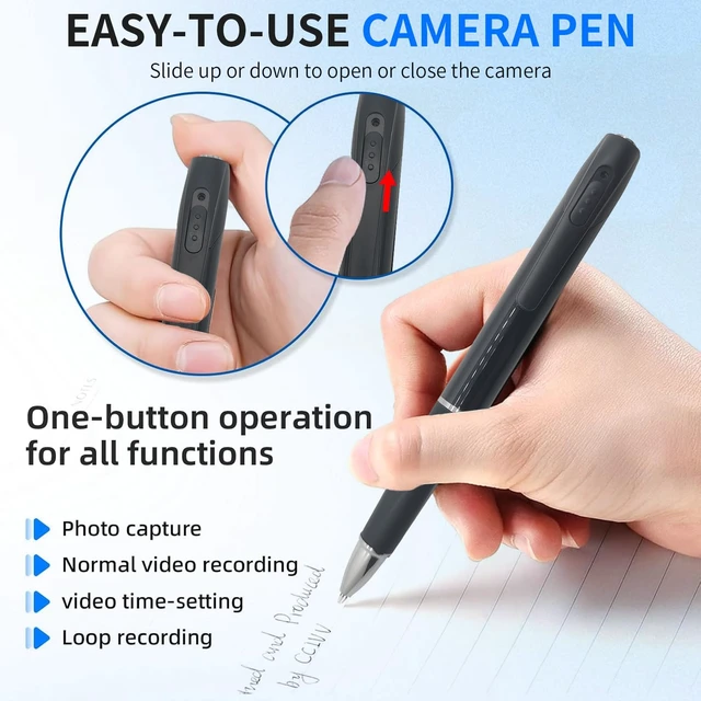 Alt view image 5 of 7 - SRVR Premium Body Camera Pen 1080P HD Pen Camera with 32GB SD Card, Black | Local Storage, One-Button Operation, Mini Camera for Meeting Lecture Classroom Office Home (Matte Black)