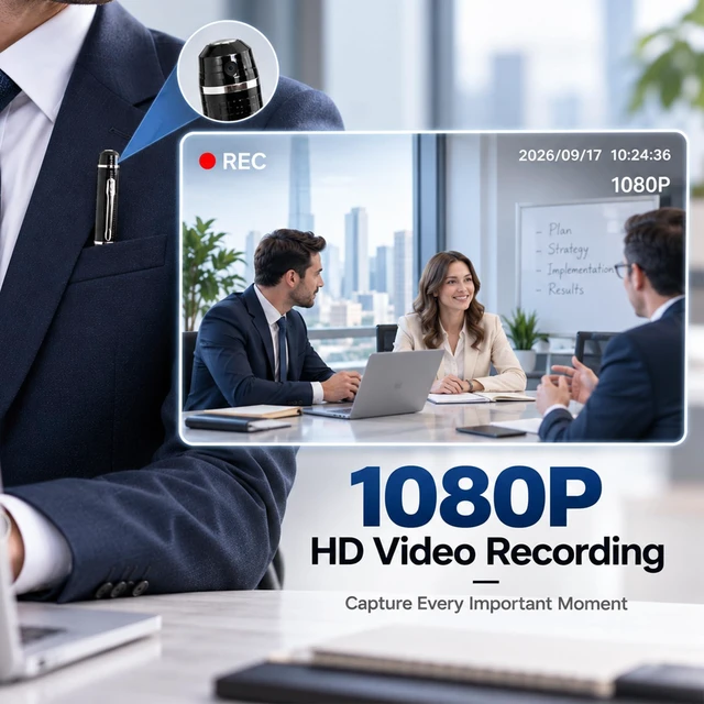 Alt view image 2 of 7 - Mini Hidden Camera Pen Portable Wearable 1080P Nanny Cam Video Recorder | 32GB Card, Loop Recording, Body Camera, Home Security Business & Learning, No WiFi Needed