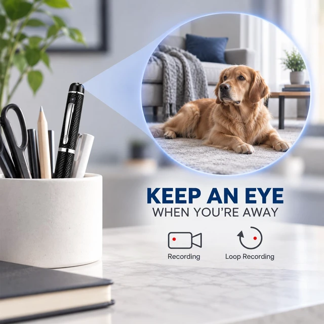 Alt view image 3 of 7 - Mini Hidden Camera Pen Portable Wearable 1080P Nanny Cam Video Recorder | 32GB Card, Loop Recording, Body Camera, Home Security Business & Learning, No WiFi Needed