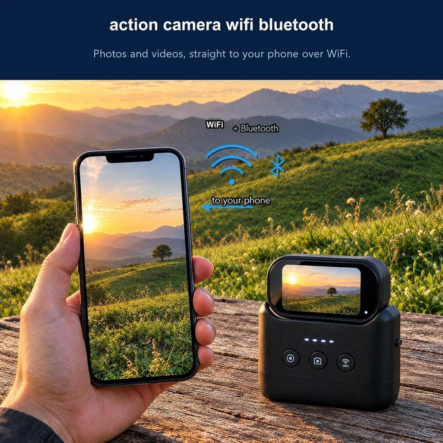 Alt view image 3 of 7 - HEREANCE 4K Thumb Action Camera, 64GB Mini Wearable Body Cam Magnetic Mount HD Screen,WiFi POV Video Recorder for Motorcycle Cycling Vlogging Travel Pet Waterproof