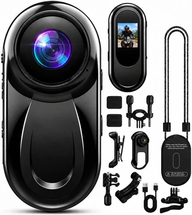 Main image of Mini Body Camera 1080P, Thumb Action Camera 512G for Motorcycle/Bike | Wearable Cam Lightweight 26g POV Video Recorder with 360° Rotating Clip & Magnetic Clip for Cycling/Riding/Pet Walking