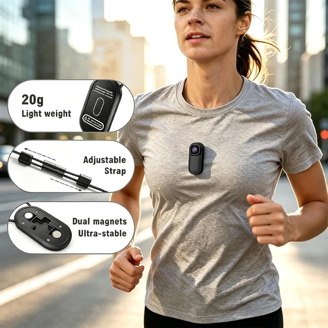 Alt view image 3 of 5 - Xilecam 2.7K WiFi Magnetic Mini Body Camera, Portable Camera Charging Case | Wearable Bodycam with Memory Card Includes Charging Case. Battery life up to 500 minutes, ideal for cycling and vlogging