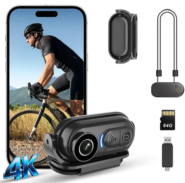 Main image of 4K Mini Body Camera - Thumb Sports Action Cam 64GB with Audio, Wearable Hands-Free Chest Pov Recording, Helmet Mount & Magnetic Personal Clip On Camcorders - For Cap Shirt Outoor Cycling Skiing