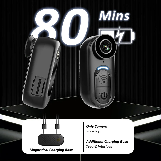Alt view image 3 of 7 - 4K Mini Body Camera - Thumb Sports Action Cam 64GB with Audio, Wearable Hands-Free Chest Pov Recording, Helmet Mount & Magnetic Personal Clip On Camcorders - For Cap Shirt Outoor Cycling Skiing
