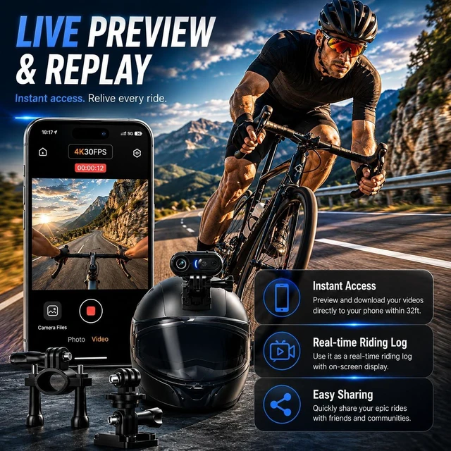 Alt view image 4 of 6 - Catchallway 4K Mini Body Camera, Thumb-Sized Wearable Action Cam with Audio & Video, 64GB Storage, Hands-Free Portable Camera for Work, Travel, Pet Walks & Vlogging