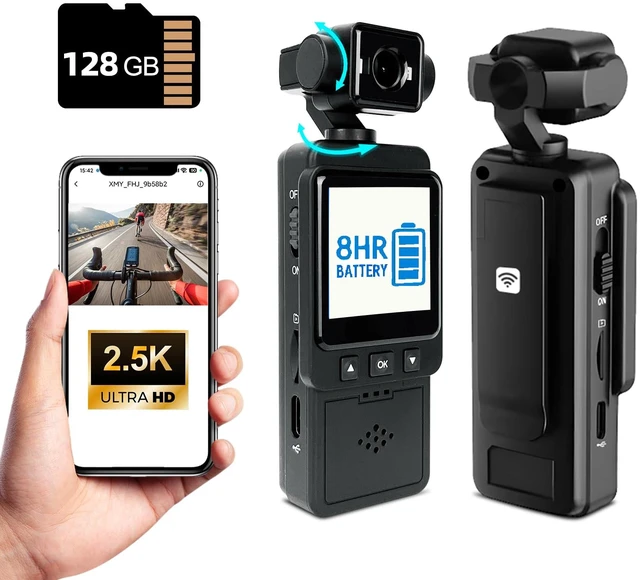 Main image of CTRYUN 2.5K Body Cameras with Audio and Video Recording, Handheld Pocket Camera with WiFi, Night Vision, 8HR Battery, Mini Vlogging Camera for Travel, Sports, Work Records, Covert Recording. (128G)