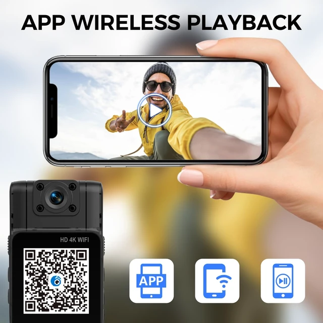 Alt view image 7 of 7 - eLinkSmart 4K Body Camera with Audio and Video Recording, 128GB Mini Wearable Body Cam 180° Rotating Lens & Night Vision, 15Hrs Standby Battery for Delivery Driver, Rideshare, Cycling, Outdoor Work
