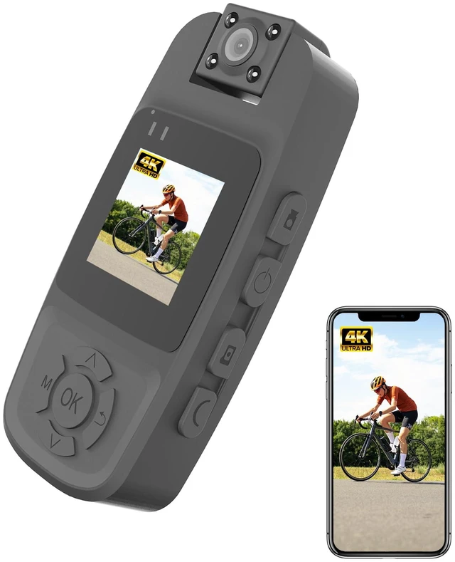 Main image of RERBO 4K Mini Body Camera with WiFi 180° Rotating Lens Night Vision 64GB | 4K video recording, WiFi transfer, 180° rotating lens, Night vision, 64GB card included, Wearable, for work, travel, outdoor