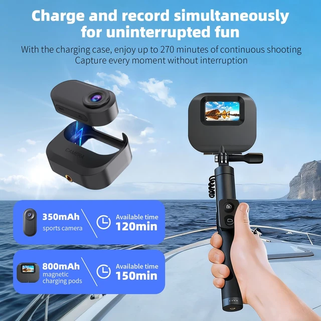 Alt view image 2 of 7 - 7JI Mini Body Camera 1080P,128G Wearable Action Cam with Magnetic Charging Case, Thumb Size POV Camera, Premium Portable Camcorder Mount Anywhere for Work, Outdoors Activities, Pet