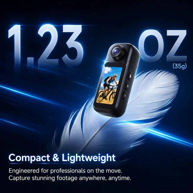 Alt view image 3 of 7 - dahocamgo 128GB Body Camera Waterproof, Wearable Tiny Cam | for Cycling Motorcycle Traveling, POV Recording, Touch Screen, 180° Rotating Lens, with Charging Pod