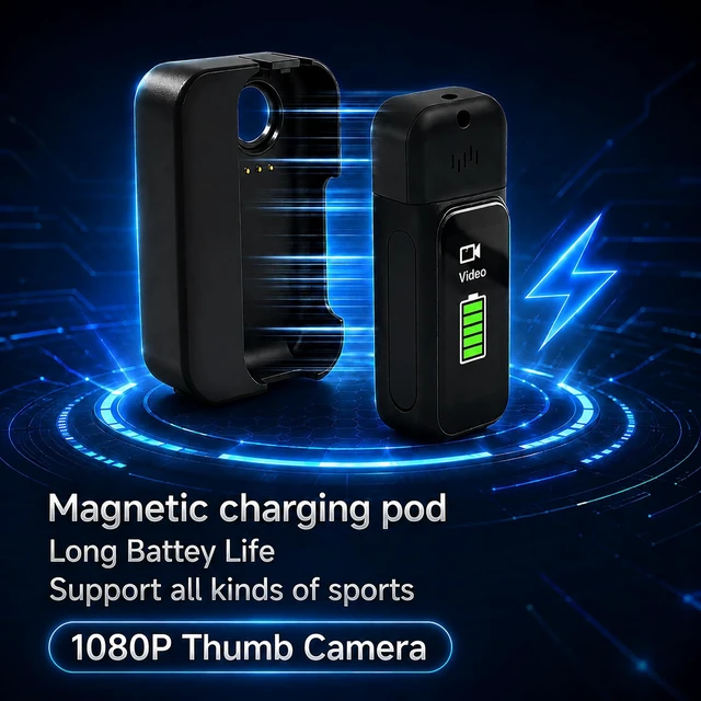 Alt view image 5 of 7 - dahocamgo 128GB Body Camera Waterproof, Wearable Tiny Cam | for Cycling Motorcycle Traveling, POV Recording, Touch Screen, 180° Rotating Lens, with Charging Pod