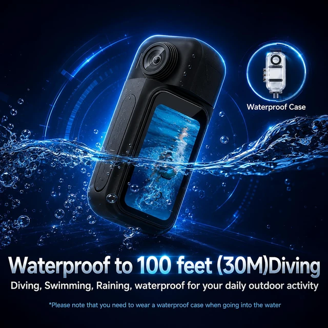 Alt view image 6 of 7 - dahocamgo 128GB Body Camera Waterproof, Wearable Tiny Cam | for Cycling Motorcycle Traveling, POV Recording, Touch Screen, 180° Rotating Lens, with Charging Pod