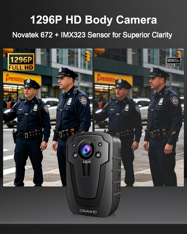 Alt view image 3 of 6 - CAMMHD C8 1296P Body Camera with Audio and Video Recording, Body Cam with 4000mAh Battery Record Video 14 Hrs, Body Worn Camera for Police Law Enforcement, Personal UseNo Card