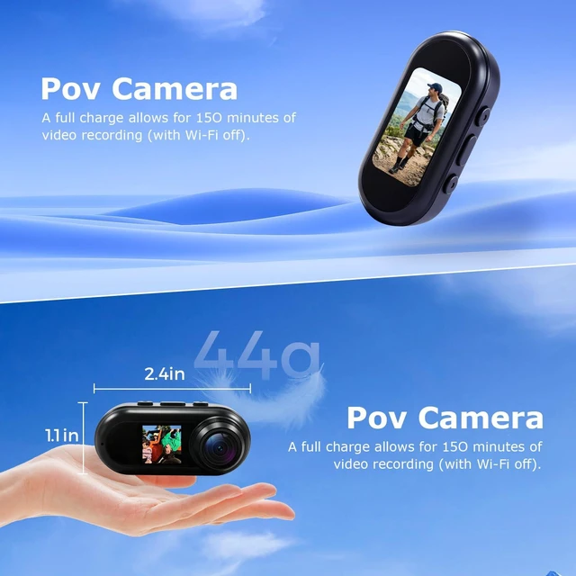 Alt view image 5 of 7 - icamdoor 2K Mini Thumb Action Camera, Body Camera with Audio and Video Recording, with WiFi & Dual Display, Portable Wearable Video Recorder POV Cam for Sports Travel Vlogging Skiing Hiking Cycling