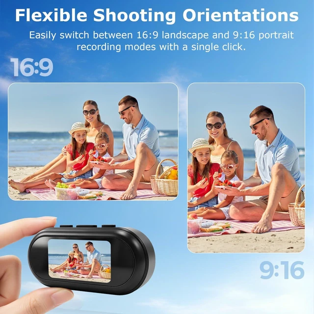 Alt view image 4 of 7 - icamdoor 2K Mini Thumb Action Camera, Body Camera with Audio and Video Recording, with WiFi & Dual Display, Portable Wearable Video Recorder POV Cam for Sports Travel Vlogging Skiing Hiking Cycling