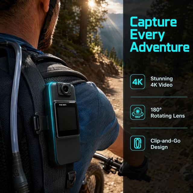 Alt view image 6 of 7 - YUESHANHAI 4K Thumb-Type Action Camera.Body Camera with Audio.mini Camera | 130° Wide Angle, 2.0 Stabilization