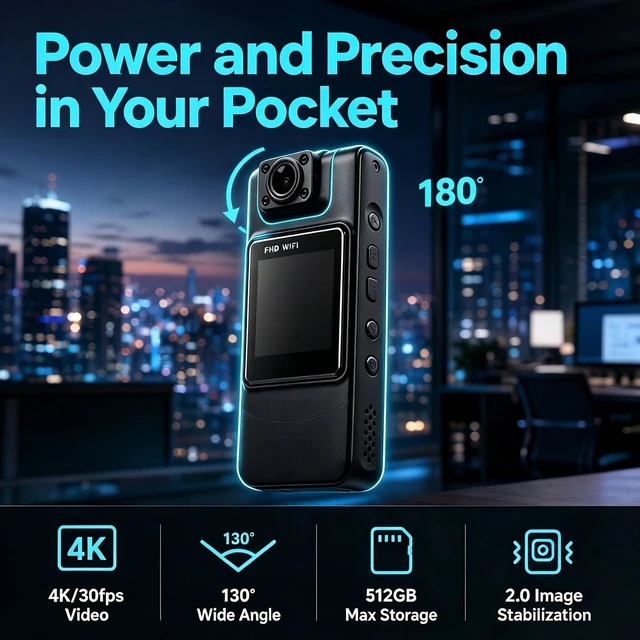 Alt view image 7 of 7 - YUESHANHAI 4K Thumb-Type Action Camera.Body Camera with Audio.mini Camera | 130° Wide Angle, 2.0 Stabilization