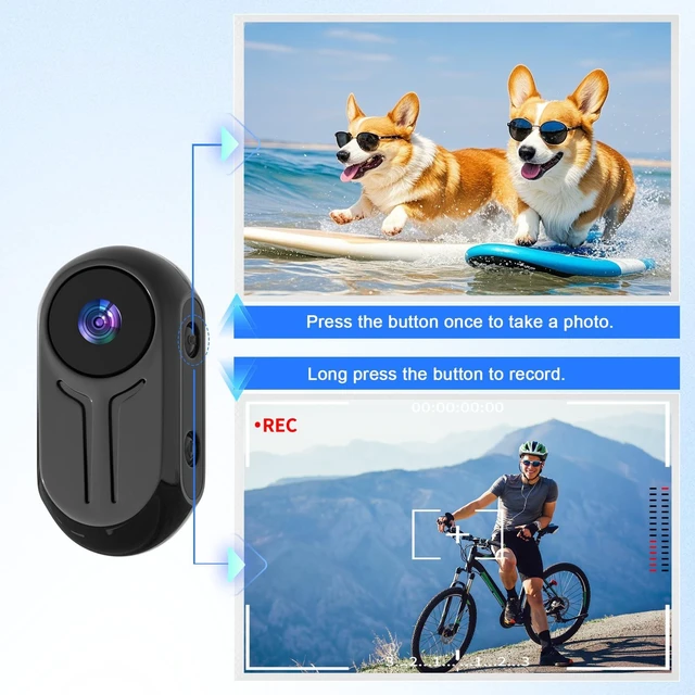 Alt view image 4 of 7 - HSKAH Mini Body Camera 1080P, Thumb Size Wearable Action Body Cam with Magnetic Clip - Portable POV Body Worn Camera for Outdoor Security, Travel, Sports (32GB