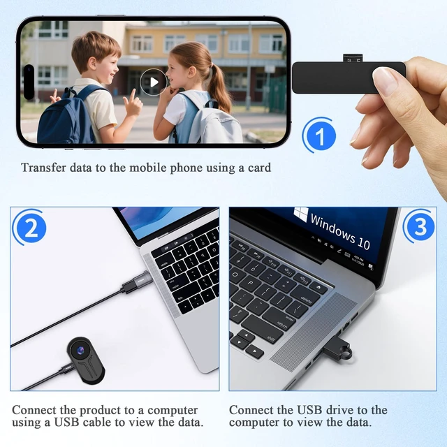 Alt view image 6 of 7 - HSKAH Mini Body Camera 1080P, Thumb Size Wearable Action Body Cam with Magnetic Clip - Portable POV Body Worn Camera for Outdoor Security, Travel, Sports (32GB