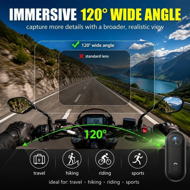Alt view image 3 of 7 - Winnes 4K Mini Body Camera, Action Body Cam Thumb Sports Camera Hands Free Waterproof 30M POV Video Recording Wearable with Necklace,Magnetic Clip,Helmet Cam for Cycling,Ski,Motorcycle,Pets-Black
