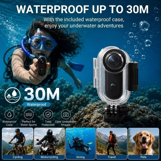 Alt view image 5 of 7 - Winnes 4K Mini Body Camera, Action Body Cam Thumb Sports Camera Hands Free Waterproof 30M POV Video Recording Wearable with Necklace,Magnetic Clip,Helmet Cam for Cycling,Ski,Motorcycle,Pets-Black