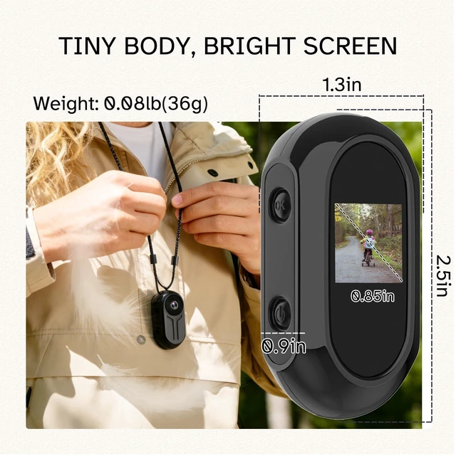 Alt view image 3 of 7 - HSJAKKK Action Camera Body Cam Thumb POV Camera Wearable Hands-Free Cam | 2K | Euqippede 32GB SD Card | Tiny Camera | Comes with many accessories | Suitable for travel, hiking, and cycling