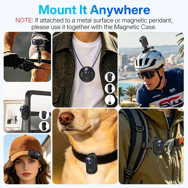 Alt view image 6 of 7 - UYIKOO 4K Mini Body Action Camera with 1.47" Screen, 64GB Thumb Size Small POV Camera with WiFi, Tiny Wearable Magnetic Camcorder for Work Vlogging Cycling Motorcycle Pet Travel