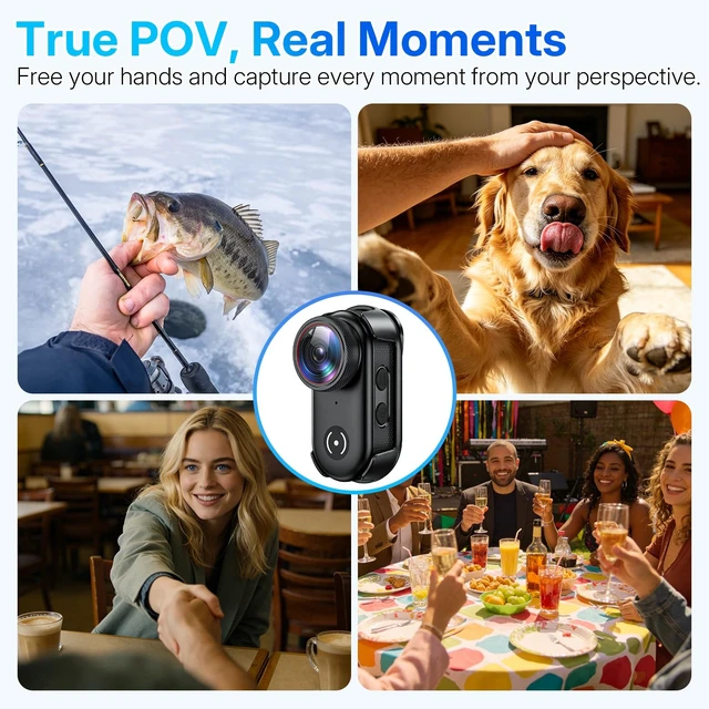 Alt view image 7 of 7 - UYIKOO 4K Mini Body Action Camera with 1.47" Screen, 64GB Thumb Size Small POV Camera with WiFi, Tiny Wearable Magnetic Camcorder for Work Vlogging Cycling Motorcycle Pet Travel