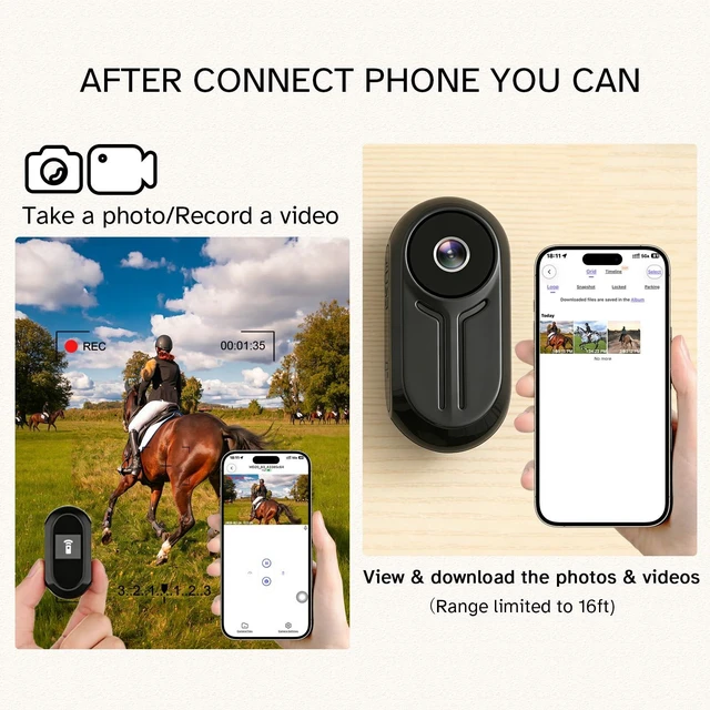 Alt view image 6 of 7 - HSJAKKK Action Camera Body Cam Thumb POV Camera Wearable Hands-Free Cam | 2K | Euqippede 32GB SD Card | Tiny Camera | Comes with many accessories | Suitable for travel, hiking, and cycling