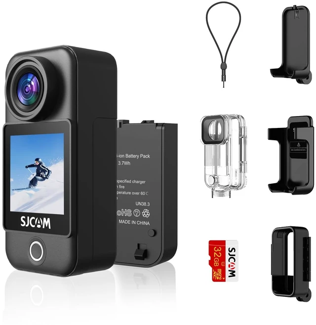 Main image of SJCAM C300 Pocket Action Camera,4K Body Camera, Auto Screen Off, Stabilization, Waterproof, Small Wearable, Tiny POV Camera, Removable Dual Battery, Touch Screen, with Helmet Mount Kits, Black