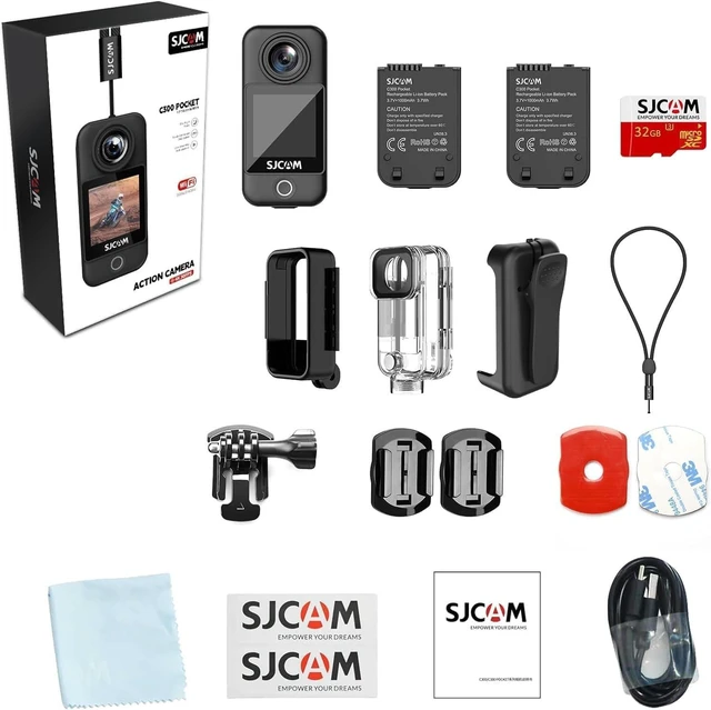 Alt view image 7 of 7 - SJCAM C300 Pocket Action Camera,4K Body Camera, Auto Screen Off, Stabilization, Waterproof, Small Wearable, Tiny POV Camera, Removable Dual Battery, Touch Screen, with Helmet Mount Kits, Black
