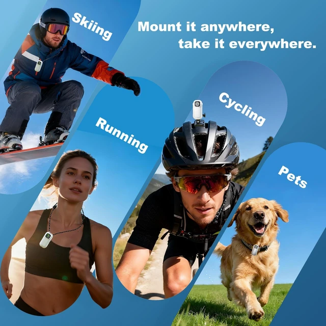 Alt view image 5 of 7 - 4K Mini Action Camera with 1.5" Screen, 128GB WiFi Wearable Body Cam | Thumb-Sized POV Sports Camera, Charging Case & Magnetic Lanyard, for Motorcycle Helmet Vlogging Cycling
