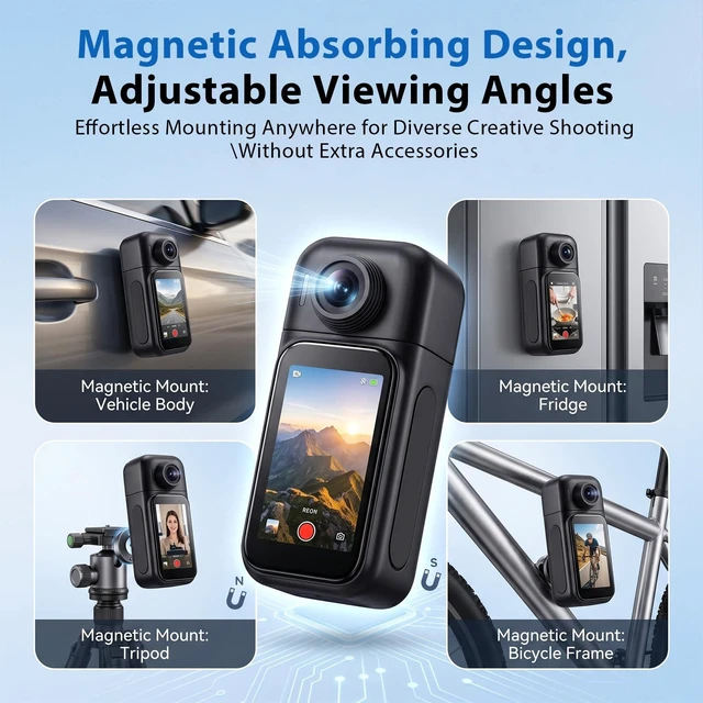 Alt view image 5 of 7 - KDNRHE 4K Mini Thumb Action Camera, Body Camera, Wearable POV Cam | Audio and Video Recording, Portable Camera, Vlogging, Sports, Pet POV, Travel, Outdoor
