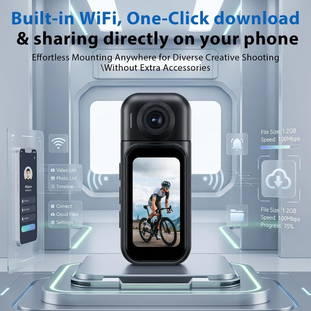 Alt view image 7 of 7 - KDNRHE 4K Mini Thumb Action Camera, Body Camera, Wearable POV Cam | Audio and Video Recording, Portable Camera, Vlogging, Sports, Pet POV, Travel, Outdoor