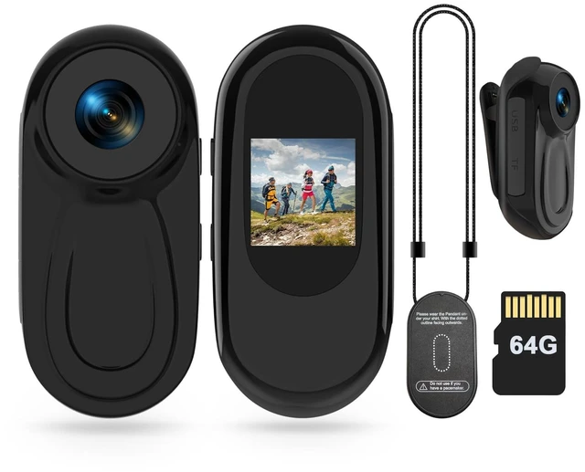Main image of Mini Body Camera HD 1080P Thumb Action Cam, Wearable Body Cam with 64GB Card Night Vision 0.9 Display Magnetic Pendant, POV Cam Small Pocket Camera Portable Sports Cam for Pet Cycling Vlogging