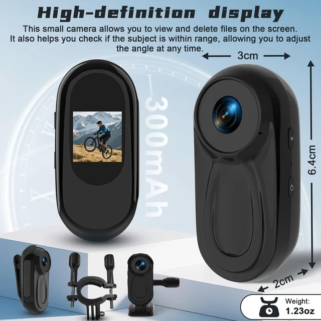 Alt view image 3 of 7 - Mini Body Camera HD 1080P Thumb Action Cam, Wearable Body Cam with 64GB Card Night Vision 0.9 Display Magnetic Pendant, POV Cam Small Pocket Camera Portable Sports Cam for Pet Cycling Vlogging