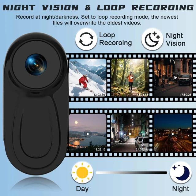 Alt view image 4 of 7 - Mini Body Camera HD 1080P Thumb Action Cam, Wearable Body Cam with 64GB Card Night Vision 0.9 Display Magnetic Pendant, POV Cam Small Pocket Camera Portable Sports Cam for Pet Cycling Vlogging