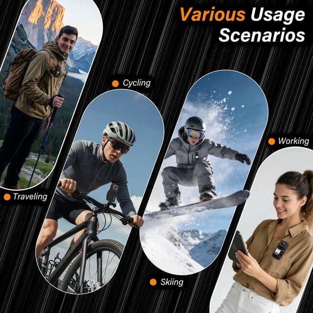 Alt view image 6 of 7 - 5K Action Camera with 180° Rotation 6-Axis EIS Touch Screen Body Cam | WiFi App Preview & Transfer, Remote Control, 25P Photos, 64GB Card, 135° Wide-Angle, for Cycling Running Motorcycle Hiking